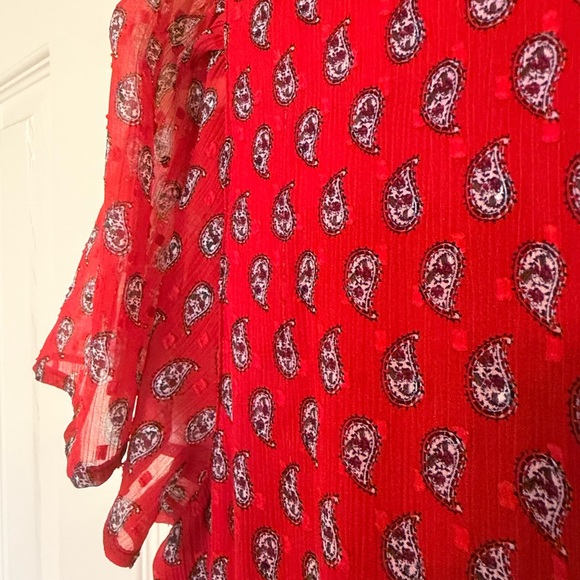 LOFT Red Paisley Short Sleeve Dress 12p - Picture 5 of 8